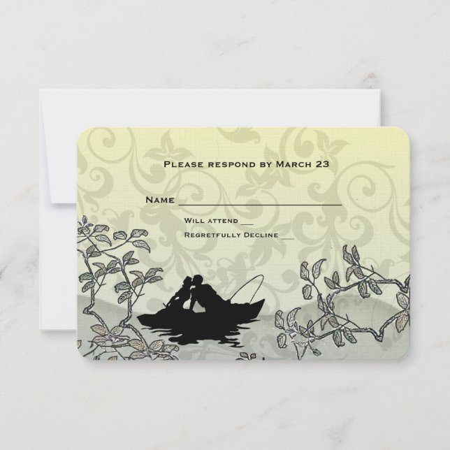 Vintage Fischliebhaber Tree Blau Gelbe UAWG RSVP Karte (Vorderseite)