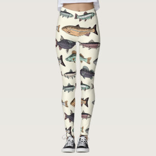 Vintage Fischzeichnungen, nahtlos. Leggings