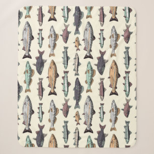 Vintage Fischzeichnungen, nahtlos. Sherpadecke