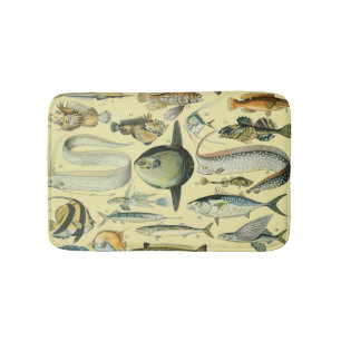 Vintage Fish Scientific Fishing Art Badematte