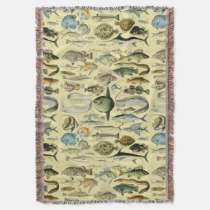 Vintage Fish Scientific Fishing Art Decke