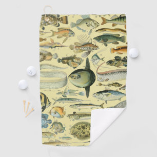 Vintage Fish Scientific Fishing Art Golfhandtuch