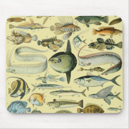 Vintage Fish Scientific Fishing Art Mousepad