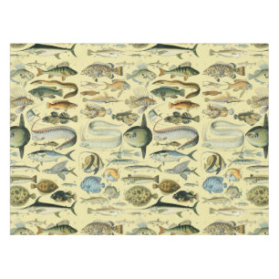 Vintage Fish Scientific Fishing Art Tischdecke