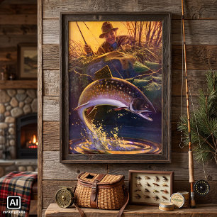 Vintage Fish, Sports Fishing for Brook Trout Poster