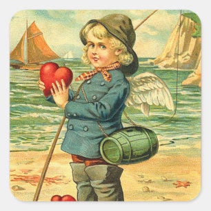 Vintage Fisherman Valentine Stickers