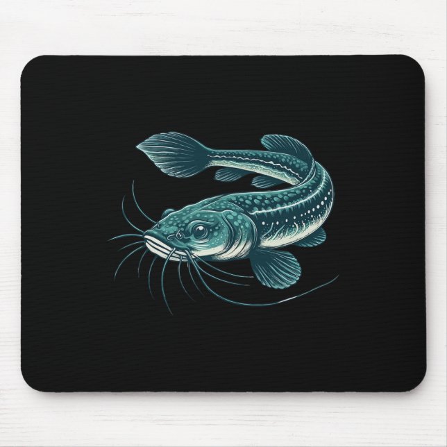 Vintage Fishing Artwork Walking Catfish  Mousepad (Vorne)
