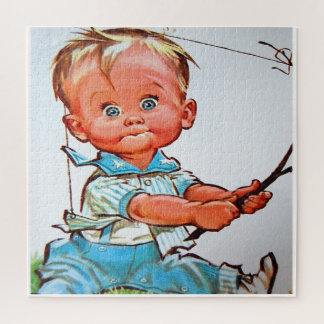 "Vintage Fishing Toddler" Puzzle
