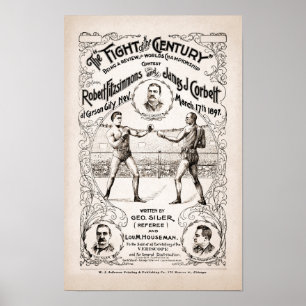 Vintage Fitzsimons gegen Corbett Boxing Poster