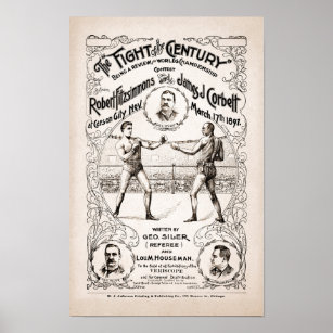 Vintage Fitzsimons gegen Corbett Boxing Poster