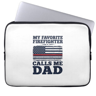 Vintage-Flag-Shirt-Design für Feuerwehrmann-Vater_ Laptopschutzhülle