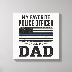 Vintage-Flag-Shirt-Design für Polizeibeamten-Vater Leinwanddruck