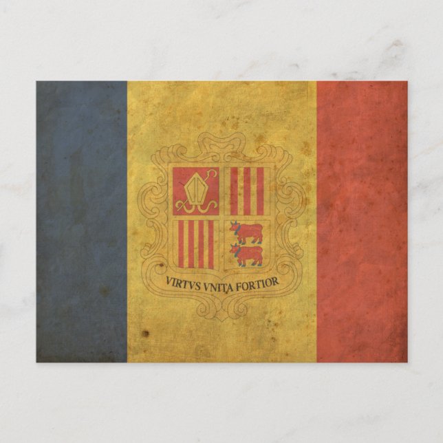 Vintage Flagge Andorra Postkarte (Vorderseite)