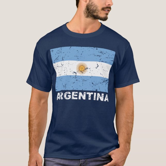 Vintage Flagge Argentiniens T-Shirt (Vorderseite)
