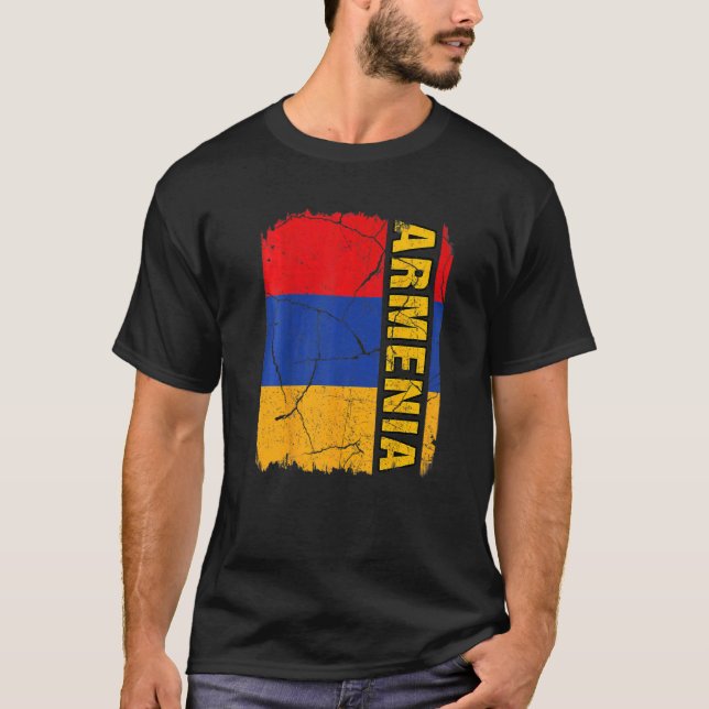 Vintage Flagge Armeniens Liebe Ihr Land T-Shirt (Vorderseite)