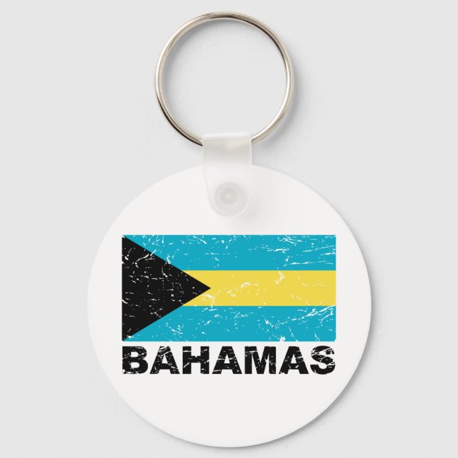 Vintage Flagge Bahamas Schlüsselanhänger (Vorderseite)