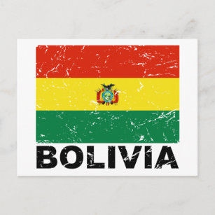 Vintage Flagge Boliviens Postkarte