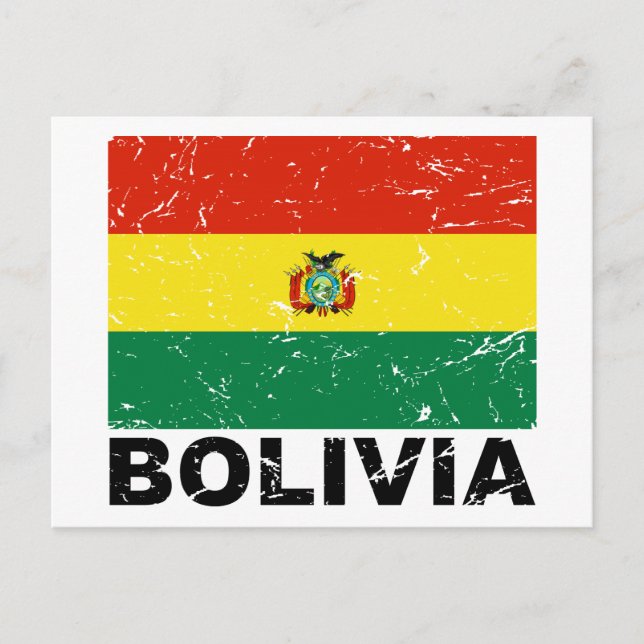 Vintage Flagge Boliviens Postkarte (Vorderseite)