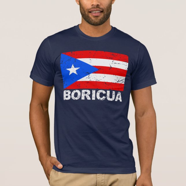 Vintage Flagge Boricua Puertos Rico T-Shirt (Vorderseite)