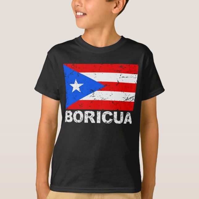 Vintage Flagge Boricua Puertos Rico T-Shirt (Vorderseite)