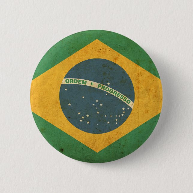 Vintage-Flagge Brasiliens Button (Vorderseite)