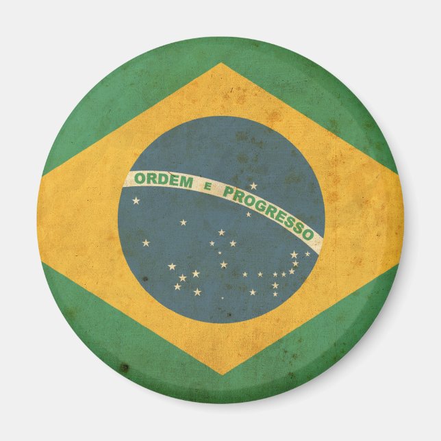 Vintage Flagge Brasiliens Magnet (Vorne)