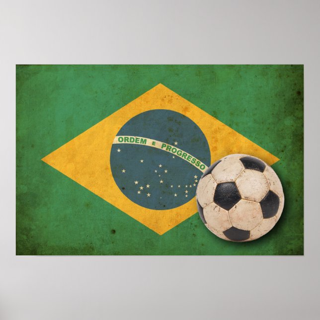 Vintage Flagge Brasiliens Poster (Vorne)