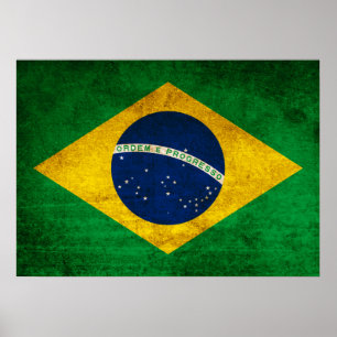 Vintage Flagge Brasiliens Poster