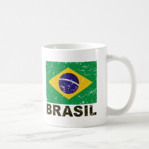 Vintage Flagge Brasiliens Tasse