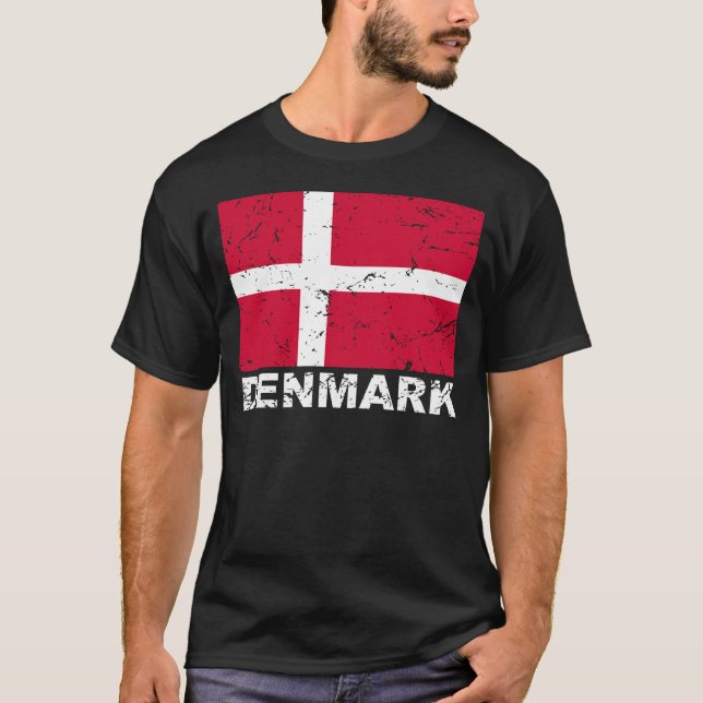Vintage Flagge Dänemarks T-Shirt (Vorderseite)