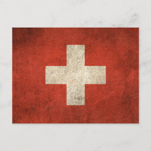 Vintage Flagge der Schweiz Postkarte