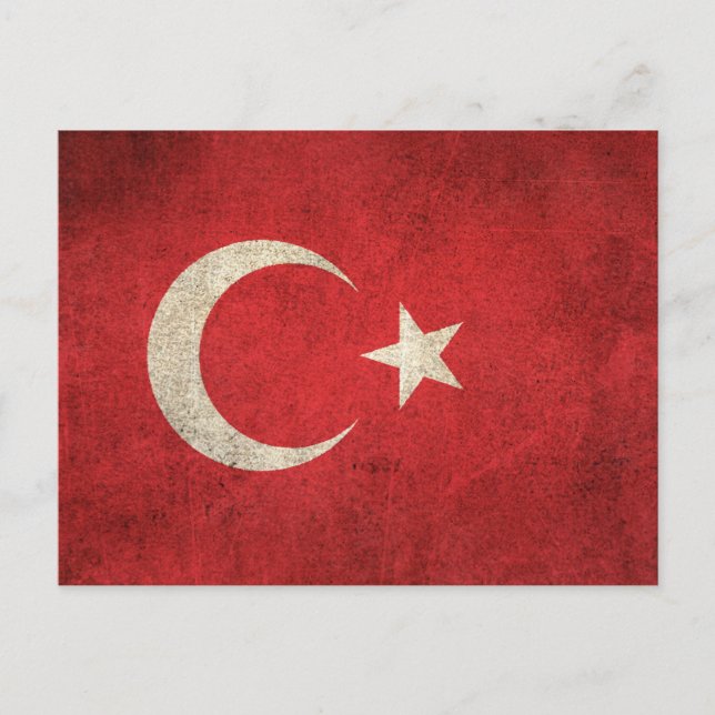 Vintage Flagge der Türkei Postkarte (Vorderseite)
