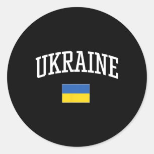Vintage-Flagge der Ukraine Liebe Dein Land  Runder Aufkleber