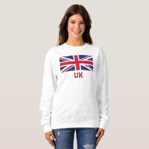 Vintage Flagge der Union (Red "UK" Text) Frauenfla Sweatshirt