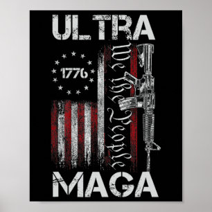 Vintage-Flagge der USA Ultra-Mega-Kanone USA 4. Ju Poster