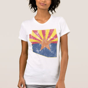 Vintage-Flagge des Bundesstaates Arizona Umriss T-Shirt