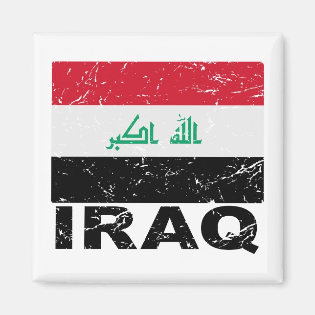 Vintage Flagge des Irak Magnet (Vorne)