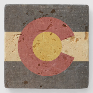 Vintage-Flagge des US-Bundesstaates Colorado Steinuntersetzer
