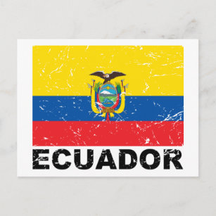 Vintage Flagge Ecuadors Postkarte