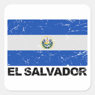 Vintage Flagge El Salvadors Quadratischer Aufkleber