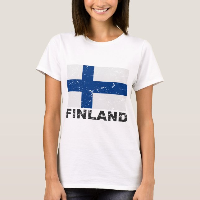 Vintage Flagge Finnlands T-Shirt (Vorderseite)