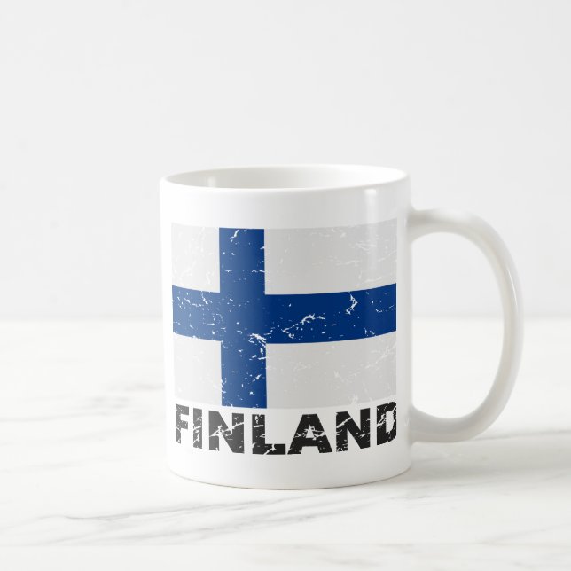 Vintage Flagge Finnlands Tasse (Rechts)