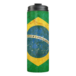 Vintage Flagge Grunge Brasilien Thermosbecher