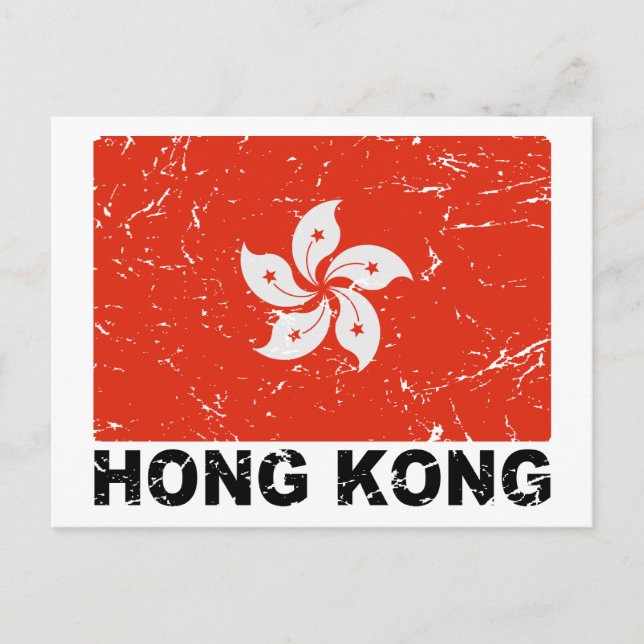 Vintage Flagge Hongkongs Postkarte (Vorderseite)