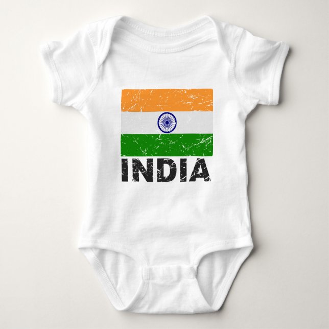 Vintage Flagge Indiens Baby Strampler (Vorderseite)