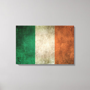 Vintage Flagge Irlands mit Gebrauchsspuren Leinwanddruck