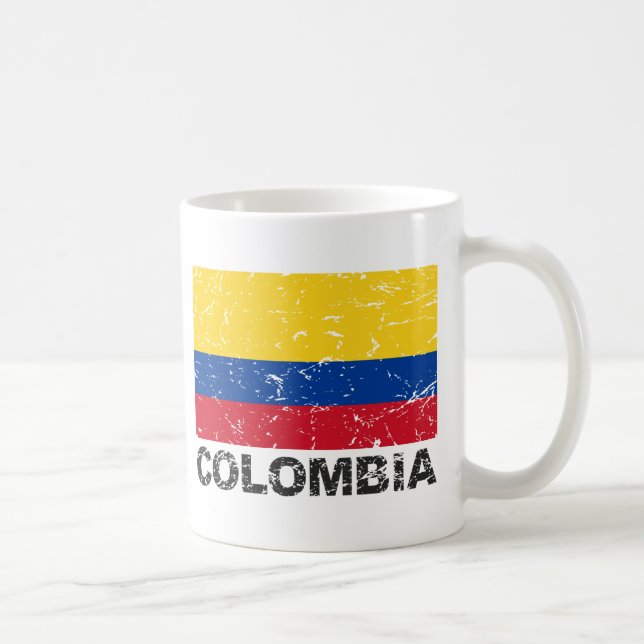 Vintage Flagge Kolumbiens Kaffeetasse (Rechts)