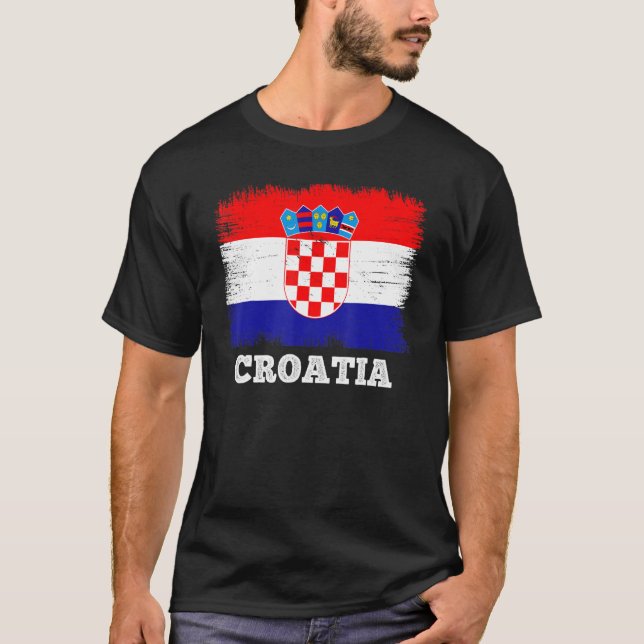 Vintage Flagge Kroatien Länderrückenflagge Kroatie T-Shirt (Vorderseite)