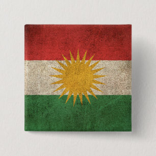 Vintage Flagge Kurdistans mit Gebrauchsspuren Button