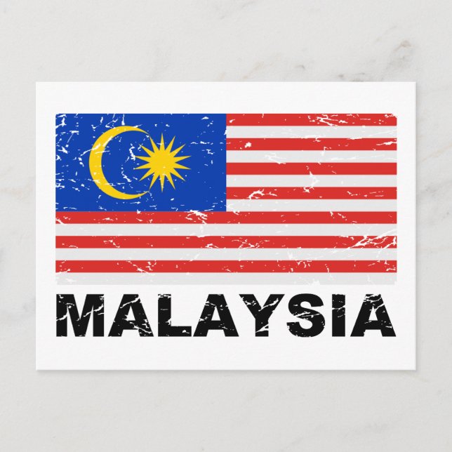 Vintage Flagge Malaysias Postkarte (Vorderseite)
